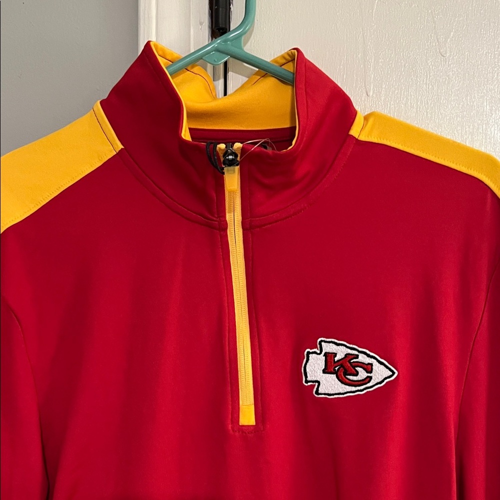 Antigua Red and Gold Quarter-Zip Pullover